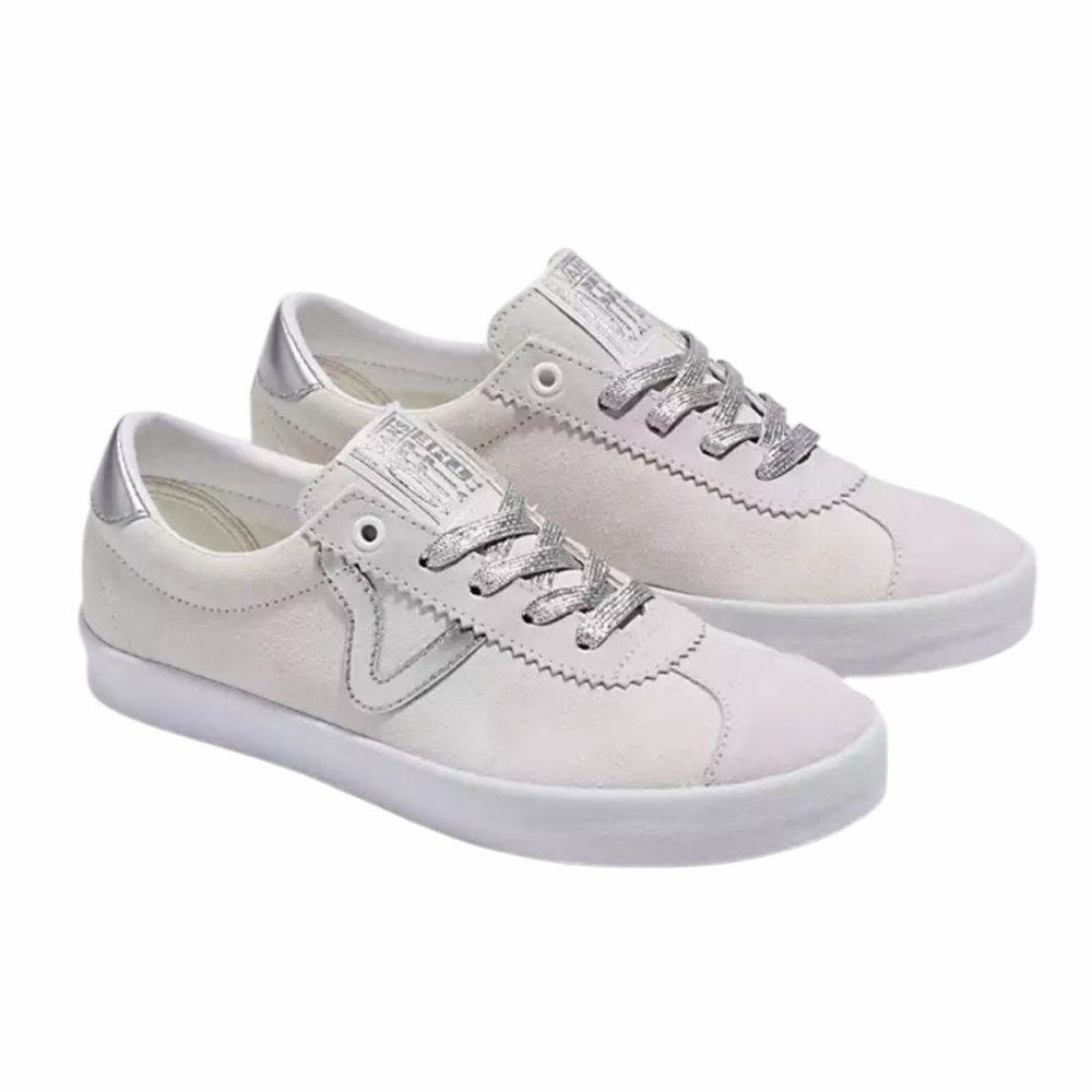 Vans Metallic‎ Silver White Sport Low Sneaker Unisex Women Size 9.5 /Men 8 NEW